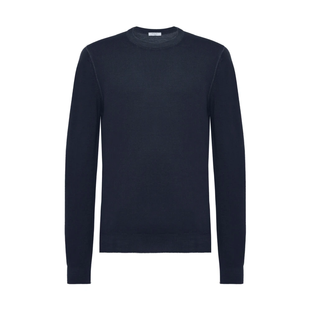Boglioli Comfy Blue Virgin Wool Sweater Blue Heren