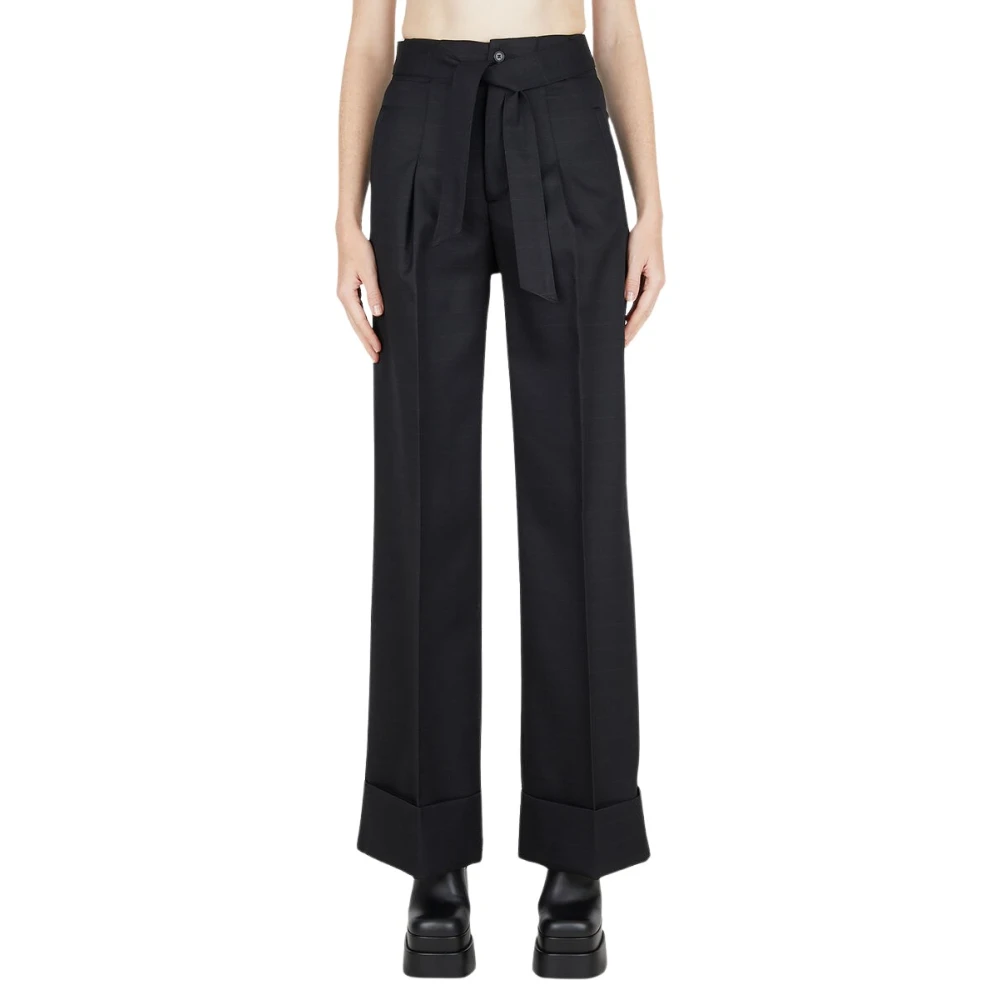 Capasa Milano Moderne Pinstripe Wollen Broek Black Dames