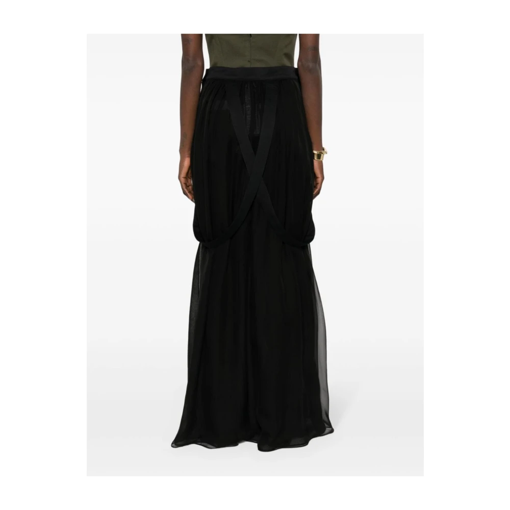 Max Mara Zwarte Chiffon Geplooide Rok Black Dames