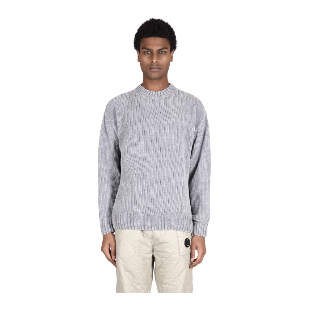 Bonsai Grijze Katoenen Gebreide Crew Neck Sweater Gray Heren