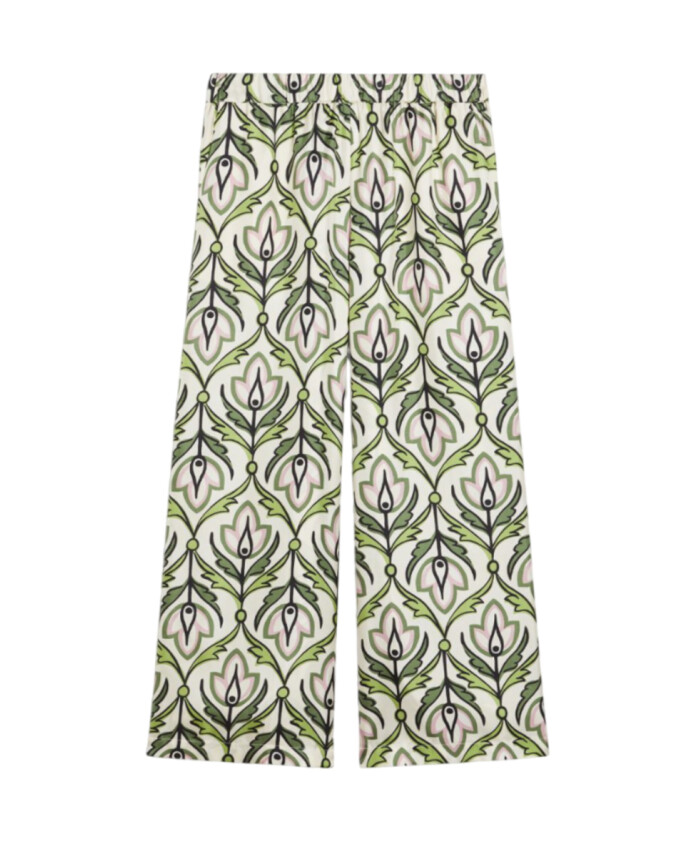 pantalon-court-en-soie-imprimee-vert