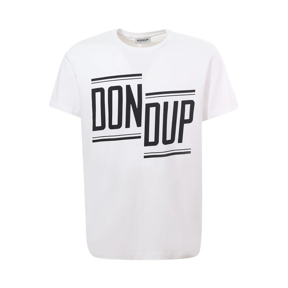 Dondup Wit Crew-neck T-shirt met Contrasterend Logo White Heren