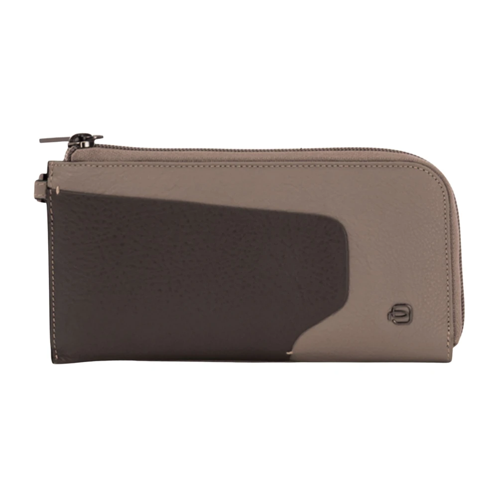 Piquadro Leren clutch portemonnee met ritssluiting Gray Dames