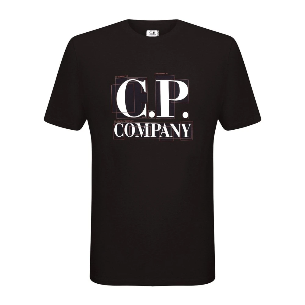 C.P. Company Grafisch Logo T-shirt met Ronde Hals Black Heren