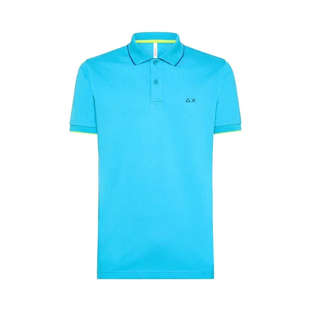 Sun68 Polo Shirt met Smal Profiel Turkoois Blue Heren