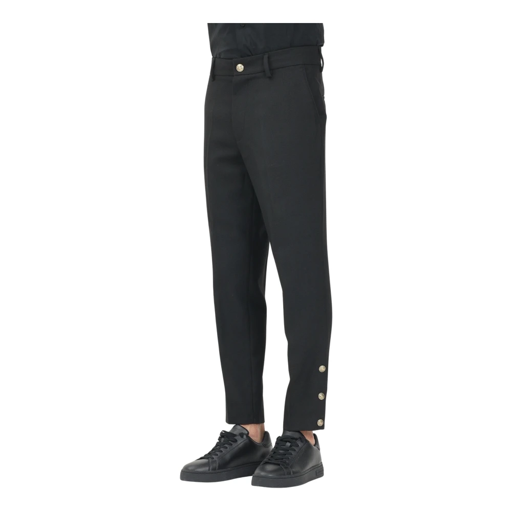 Versace Jeans Couture Elegante Zwarte Broek met Gouden Knopen Black Heren