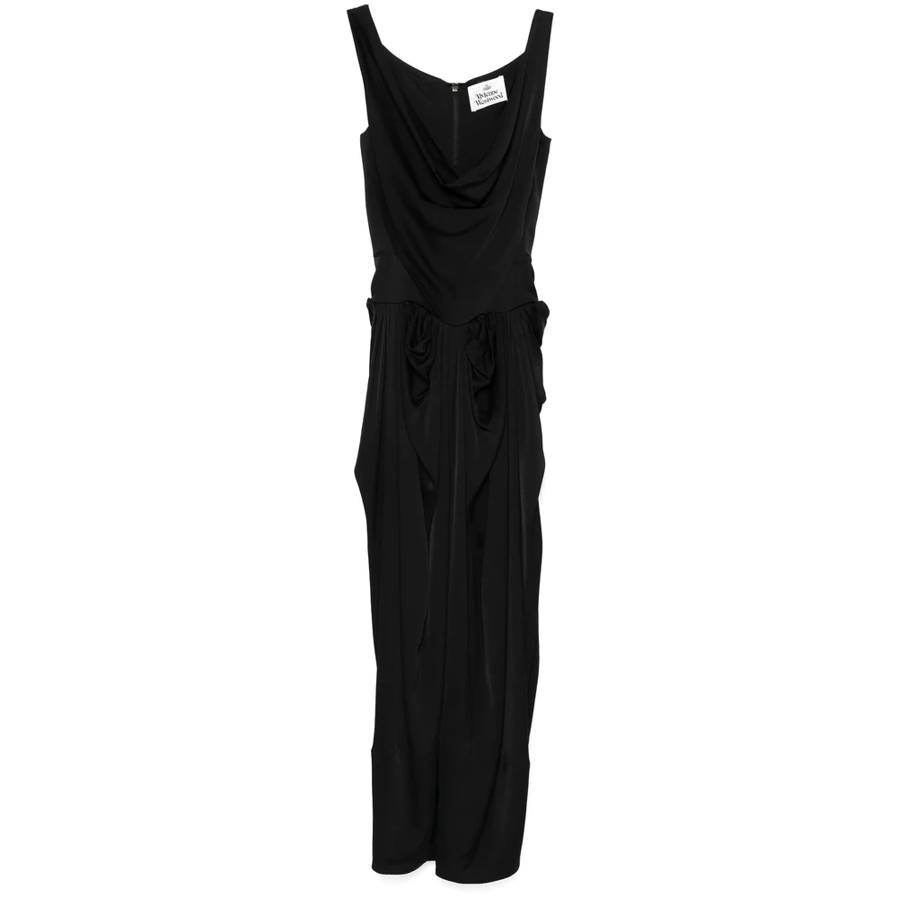 Vivienne Westwood Zwarte Cowl Neck Mouwloze Jurk Black Dames