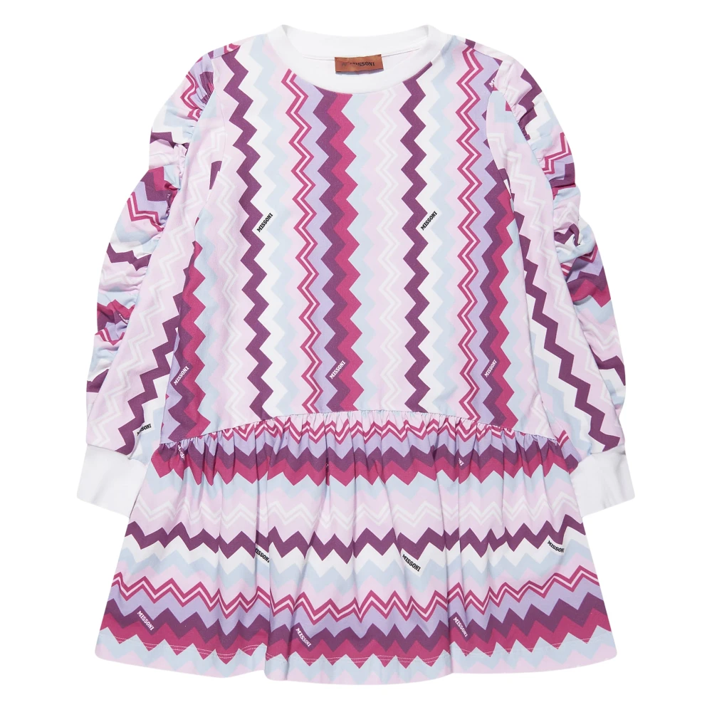Missoni Girls Pink Dresses, 8 Y, Zigzag Jersey Dress