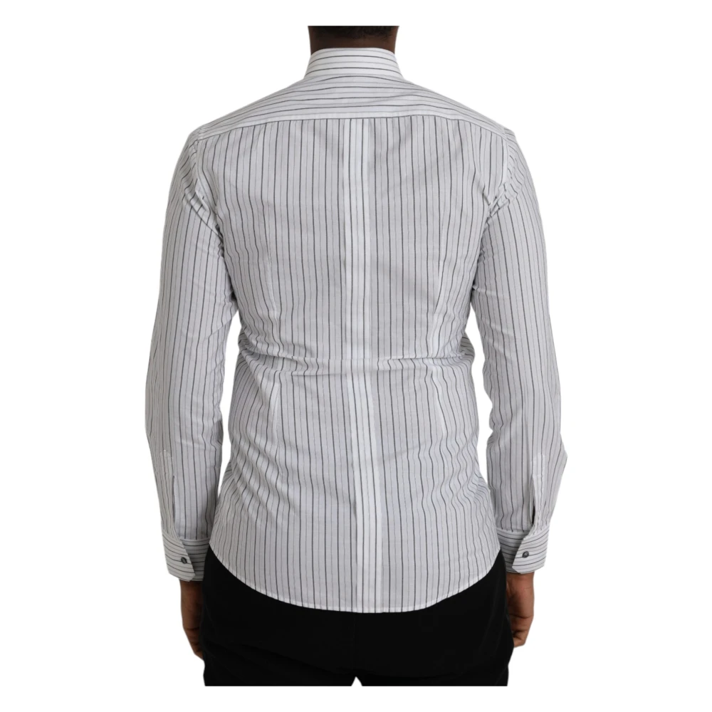 Dolce & Gabbana Gestreepte formele jurk gouden overhemd White Heren