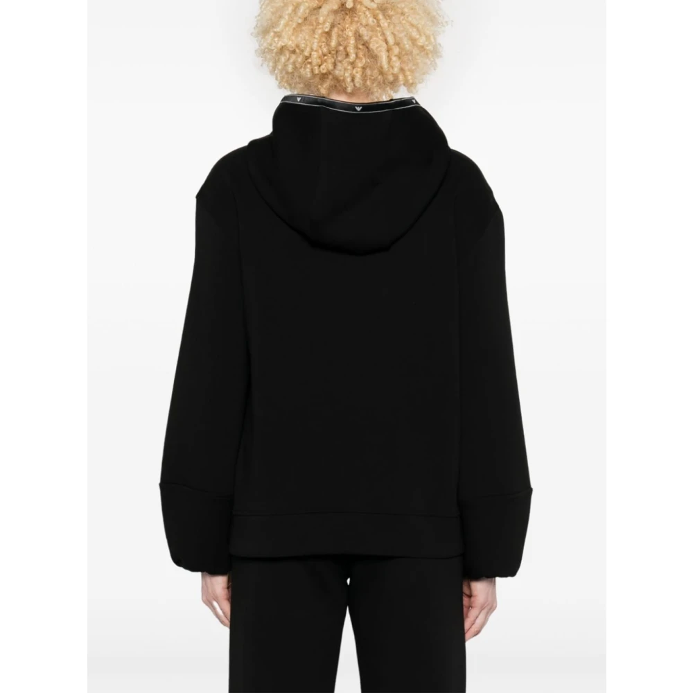 Emporio Armani Zwarte Sweater met Ritssluiting en Capuchon Black Dames