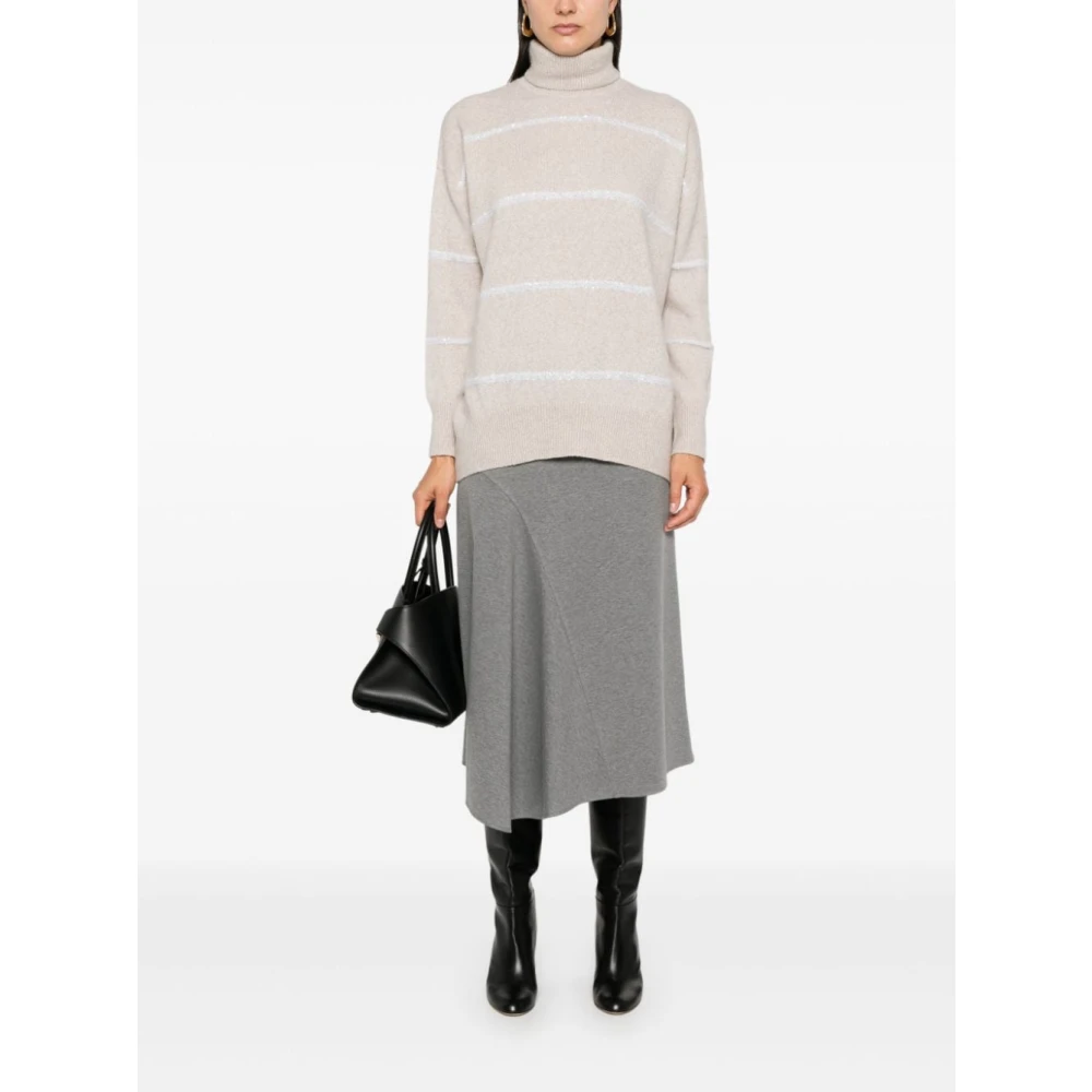 BRUNELLO CUCINELLI Grijze A-Lijn Gerende Rok Gray Dames