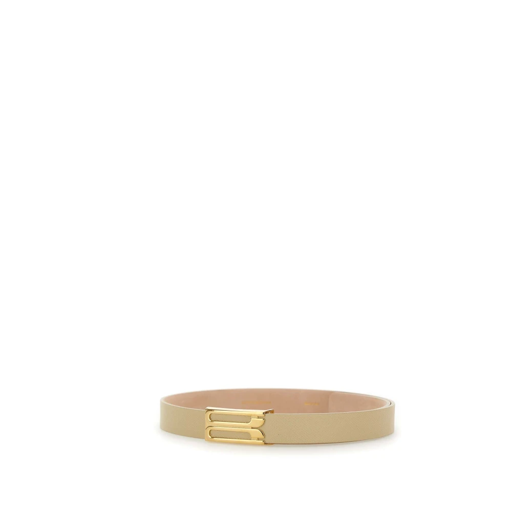 Victoria Beckham Leren Riem met Gouden Gesp Beige Dames