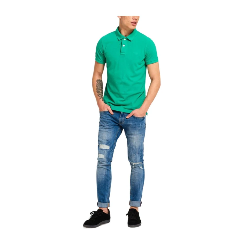Superdry Vernietigde Polo met Stedelijke Verfijning Green Heren