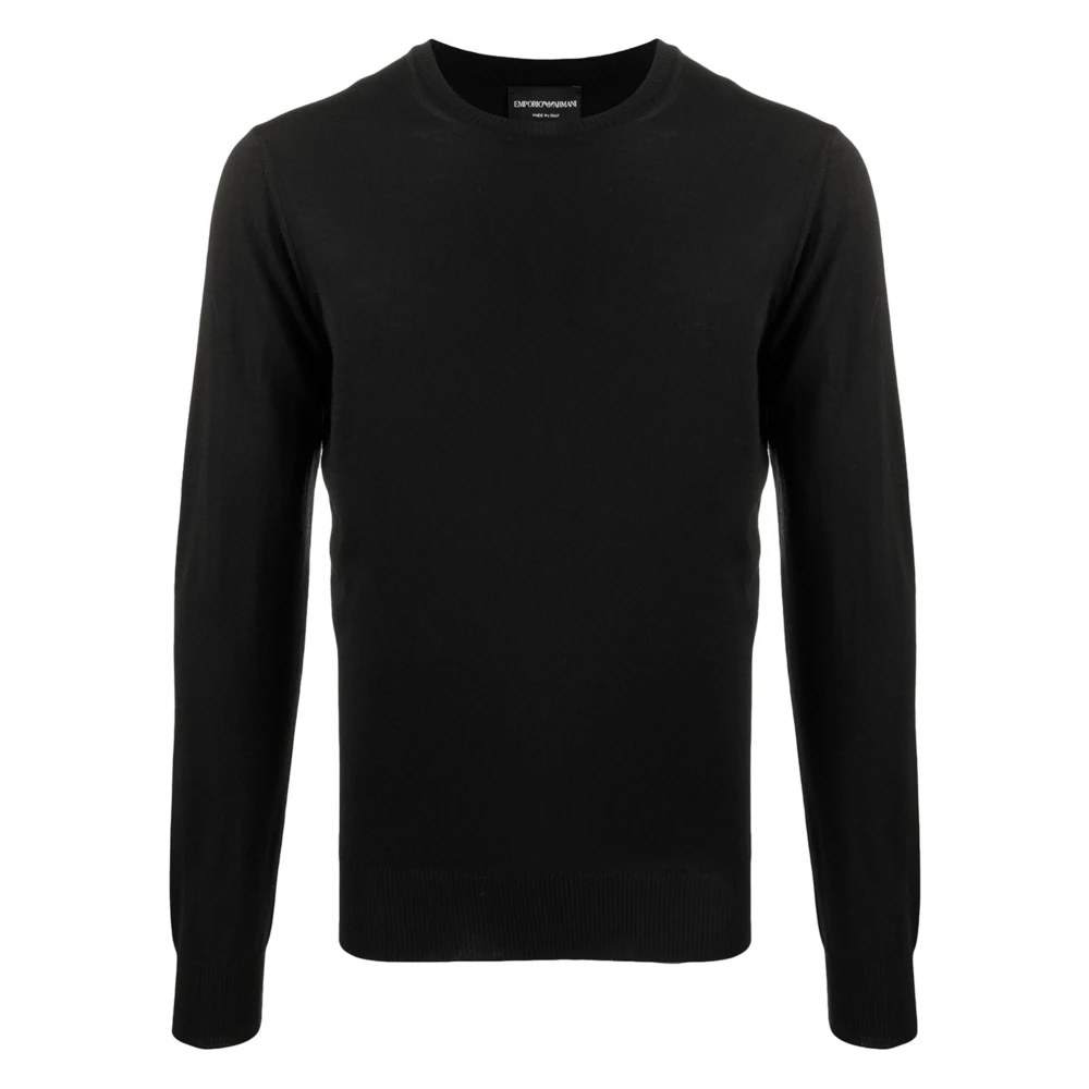 Emporio Armani Wollen crew-neck knitwear Black Heren