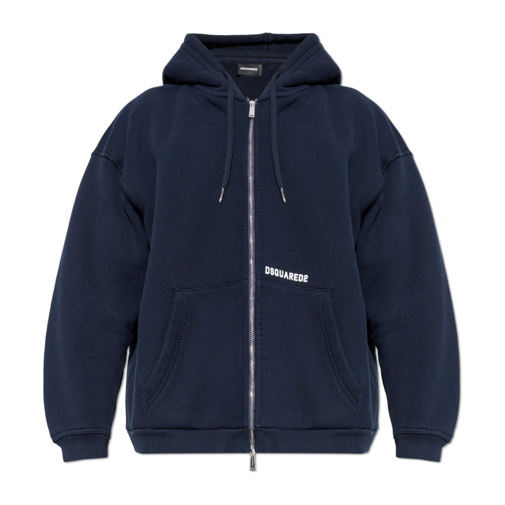 Dsquared2 Men's Blue Zip-Throughs, Xl, Logo Sweatshirt
