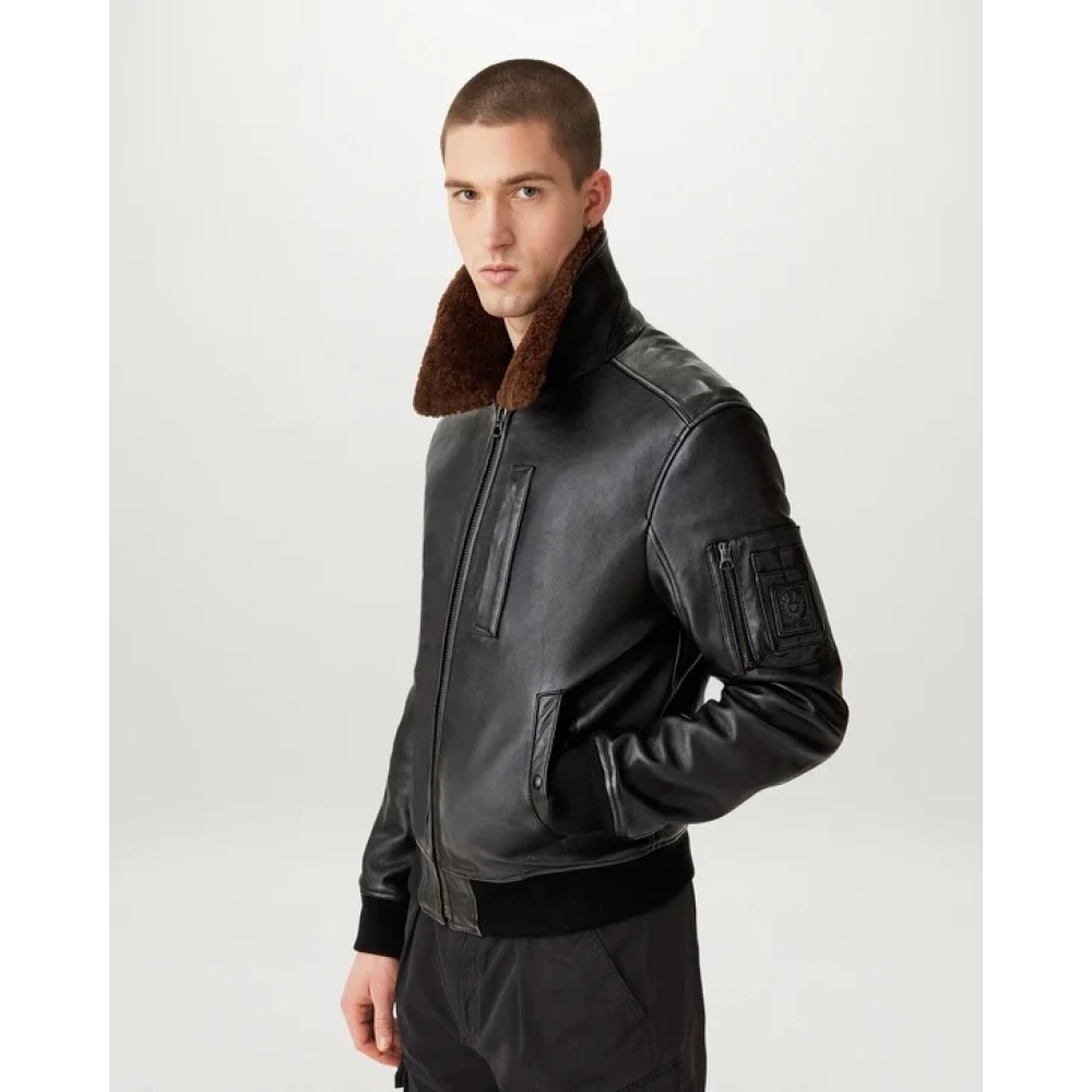 Belstaff Klassiek Zwart Leren Bomberjack Black Heren