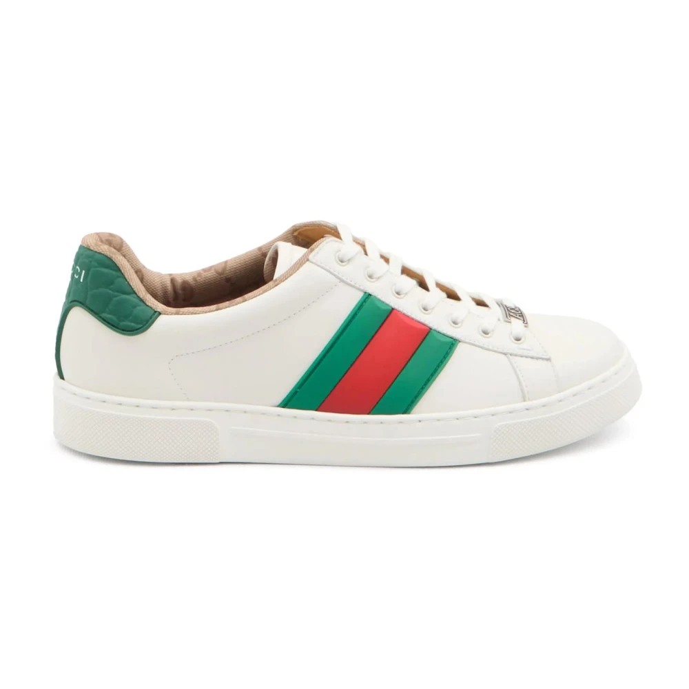 Gucci Vit Ace Leather Sneaker Med Web Stripe-Detalj