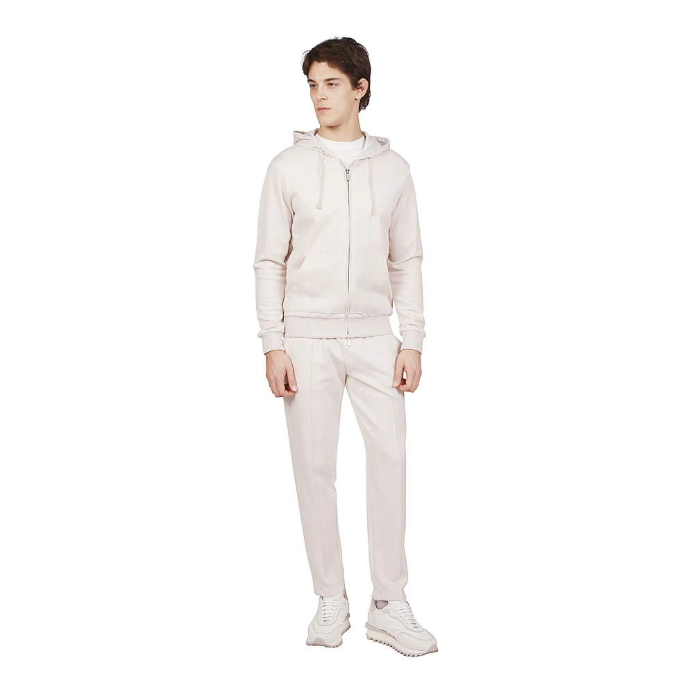 Eleventy Geribbelde Jogger Broek met America Zakken Beige Heren