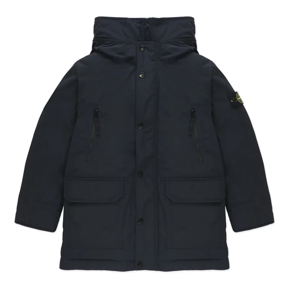 Stone Island Svart Junior Dunjacka med Huva Black, Pojke