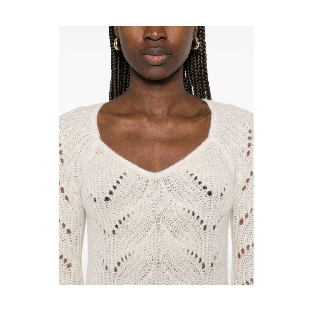 The Garment Beige Jurk met Scoop Neck en Split Cuffs White Dames