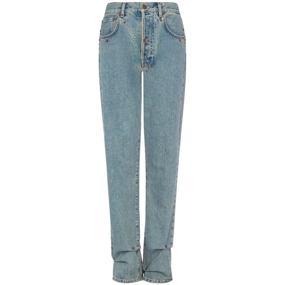 Moschino Women's Blue High-Waisted Straight Leg Jeans