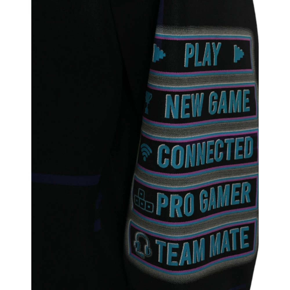 Dolce & Gabbana Elegante Grafische Hoodie Black Heren