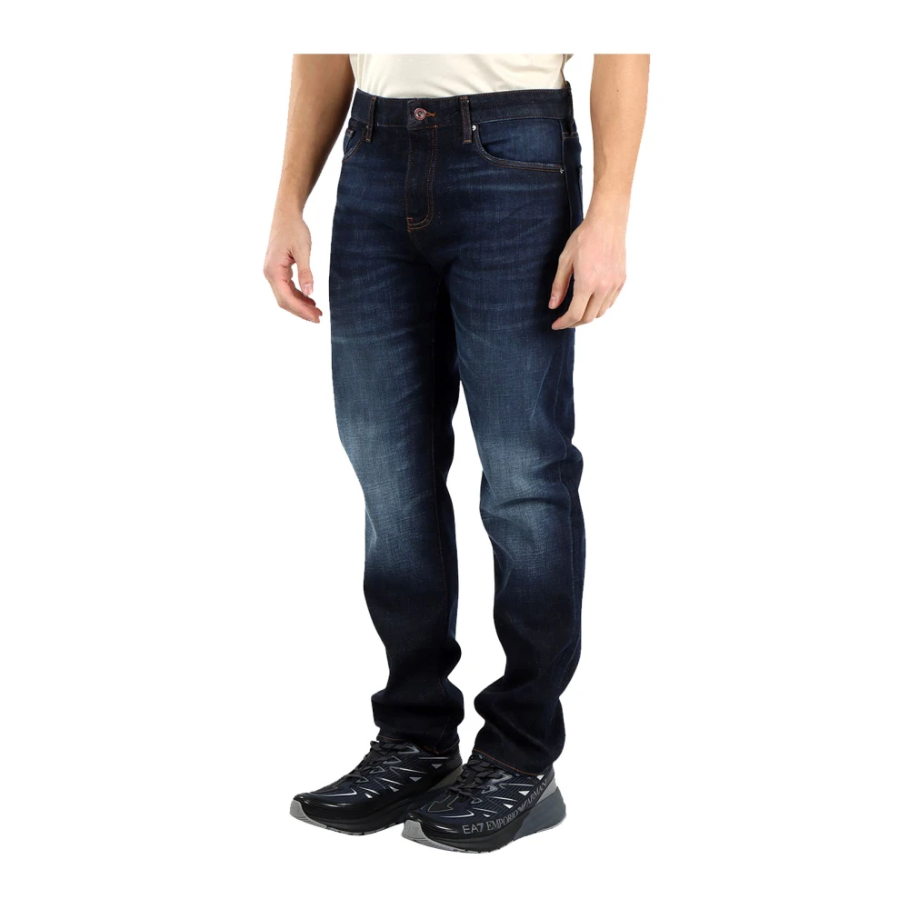 Emporio Armani Blauwe Slimme Basic Jeans Blue Heren