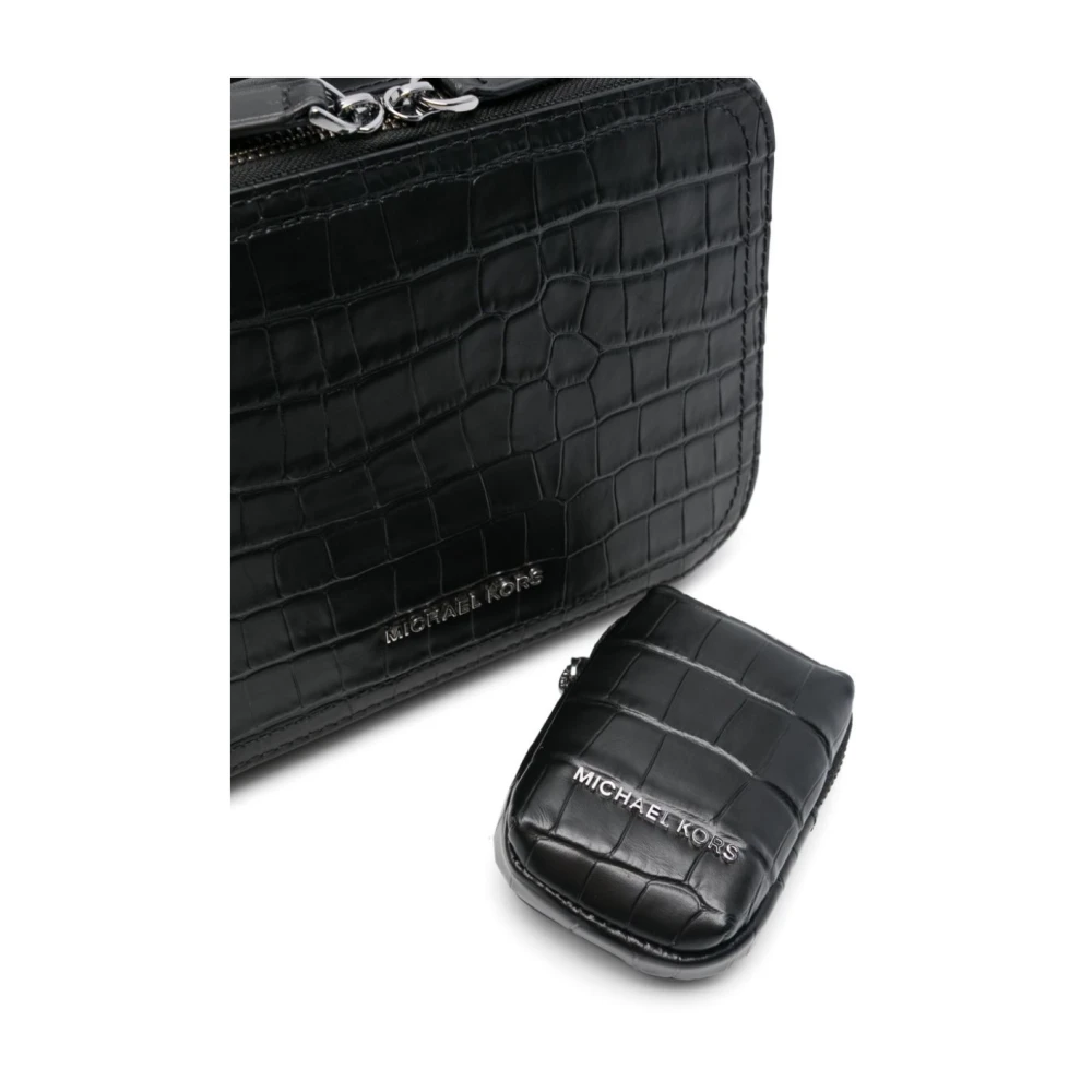 Michael Kors Hudson Croc-emboss lederen crossbody tas Black Heren