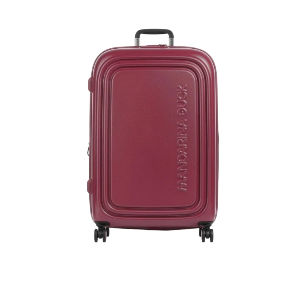 Mandarina Duck Unisex Rood Uitbreidbare Polycarbonaat Trolley Met 4 Wielen