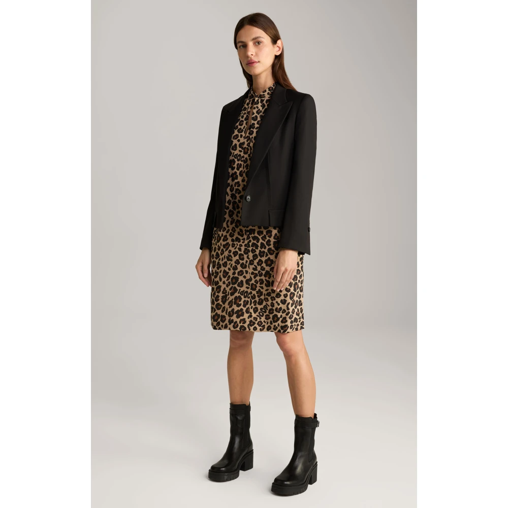 Joop! Luipaardprint Jurk met Decoratieve Kraag Brown Dames