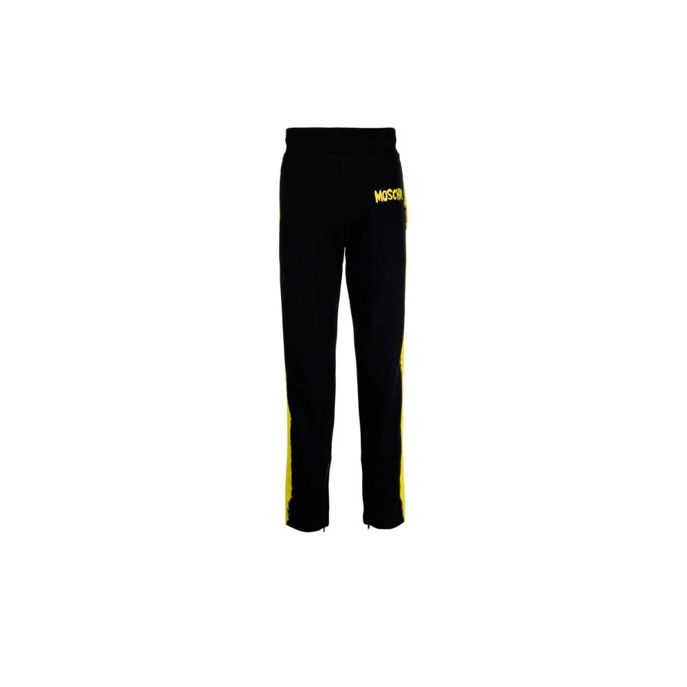 Moschino Zwarte sweatpants met gele verfeffect Black Heren