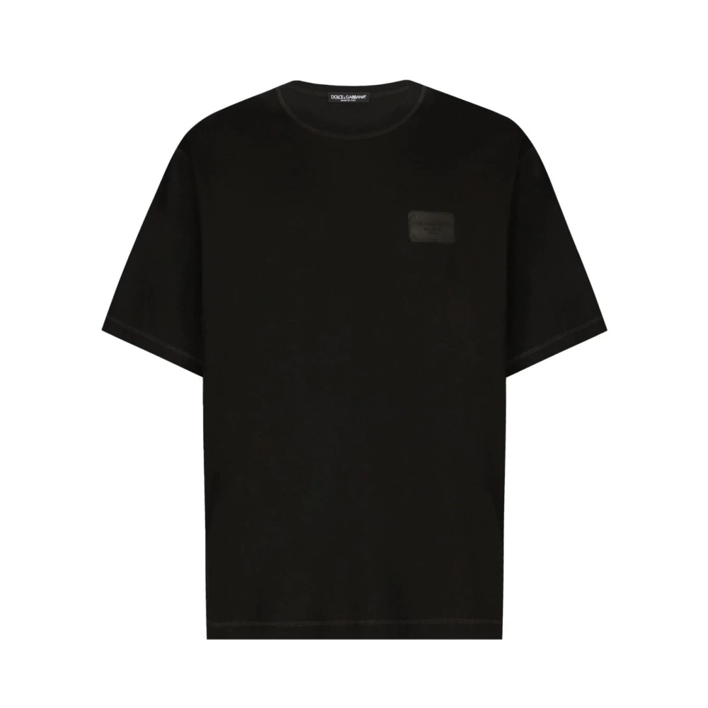 Dolce & Gabbana Merkkatoen T-shirt in Over Fit Black Heren