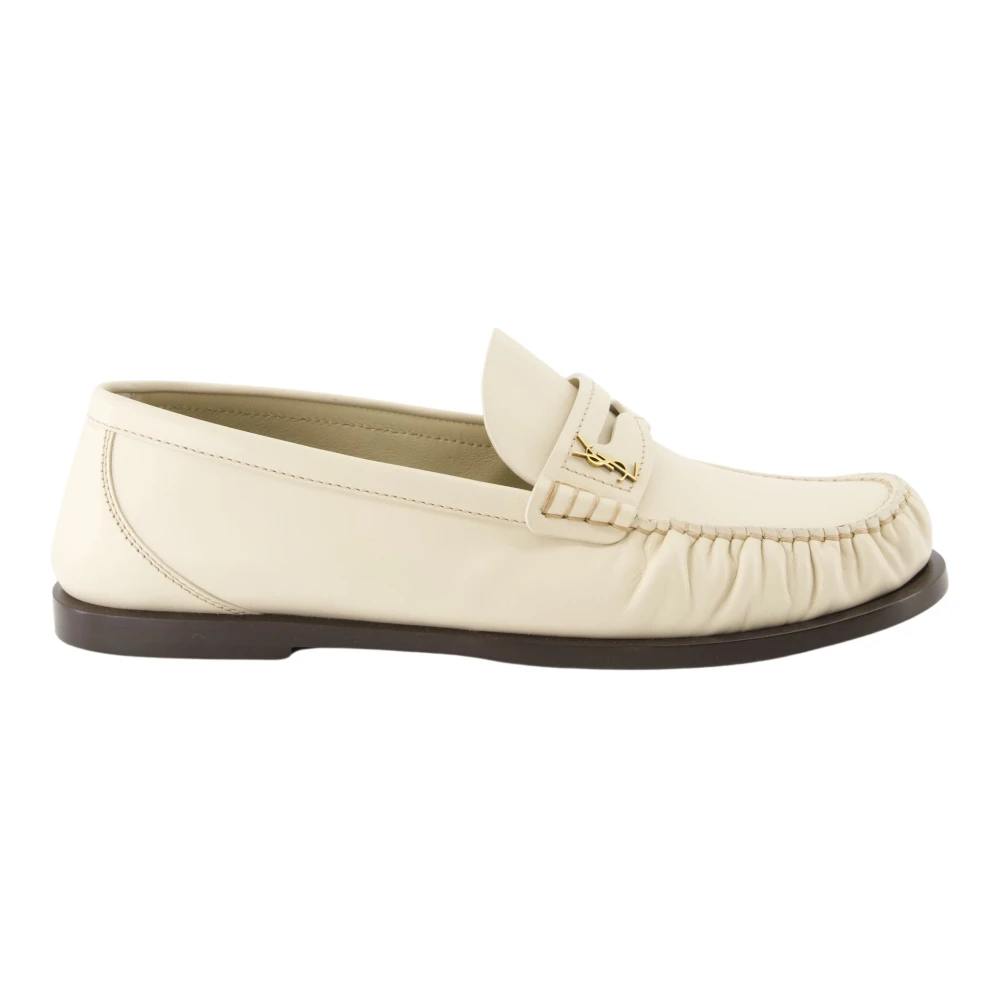 Saint Laurent Women's Beige Leather Loafers Spring-Summer 2025