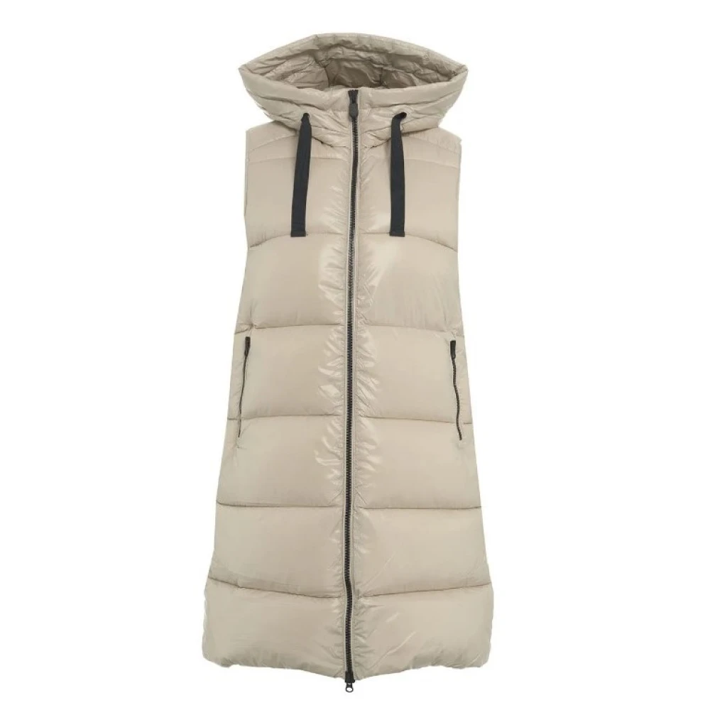 Save The Duck Beige Gewatteerde Mouwloze Hoodiejas Beige Dames