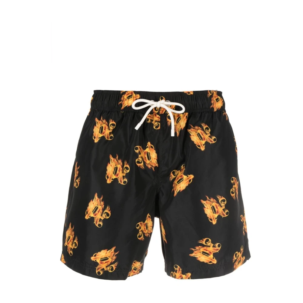 Palm Angels - Pantalones Cortos De Baño Burning Monogram - Swimwear - Hombre - Negro - M