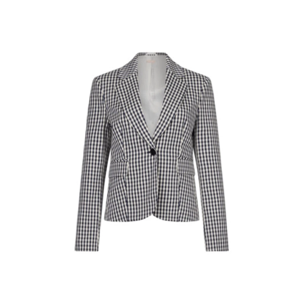 Liu Jo Vrouw Blauw Geruit Patroon Blazer Buitenkleding