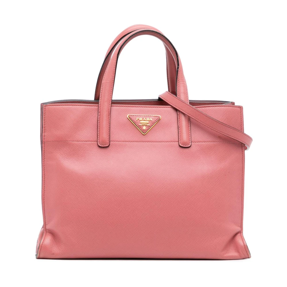 Prada Vintage Women's Pink Vintage Handbags, One Size, Pre-Owned Structured Leather Tote Bag