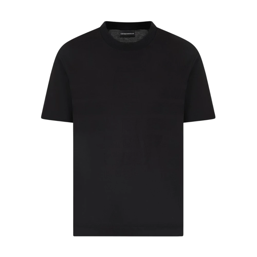 Emporio Armani Svart Jacquard Logo Kortärmad T-Shirt