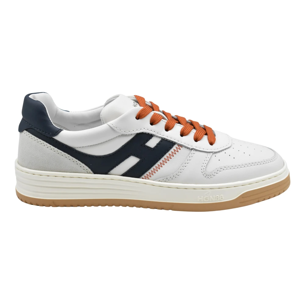 Hogan Witte Oranje Veterschoenen voor Mannen Multicolor Heren