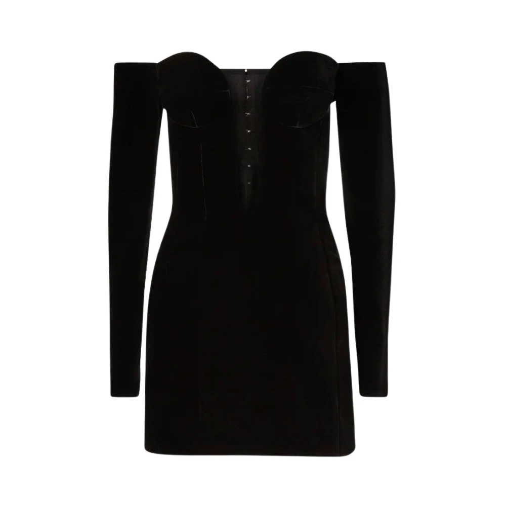 Nina Ricci Fluwelen Corsetjurk met V-Halslijn Black Dames