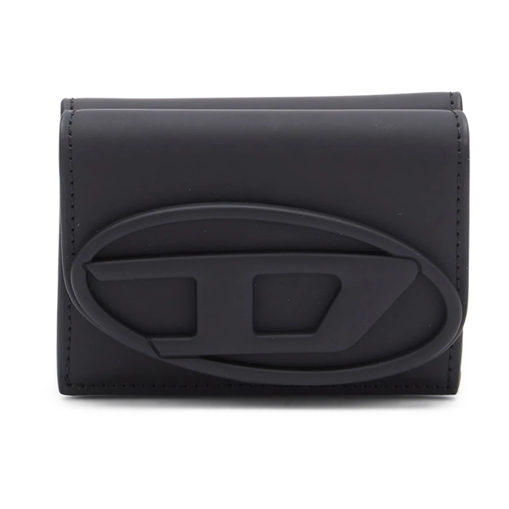 Diesel Tri-fold wallet in matte leather Black Dames