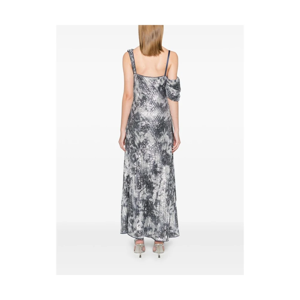 Diane Von Furstenberg Blauwe Pailletten Mesh Maxi Jurk Multicolor Dames