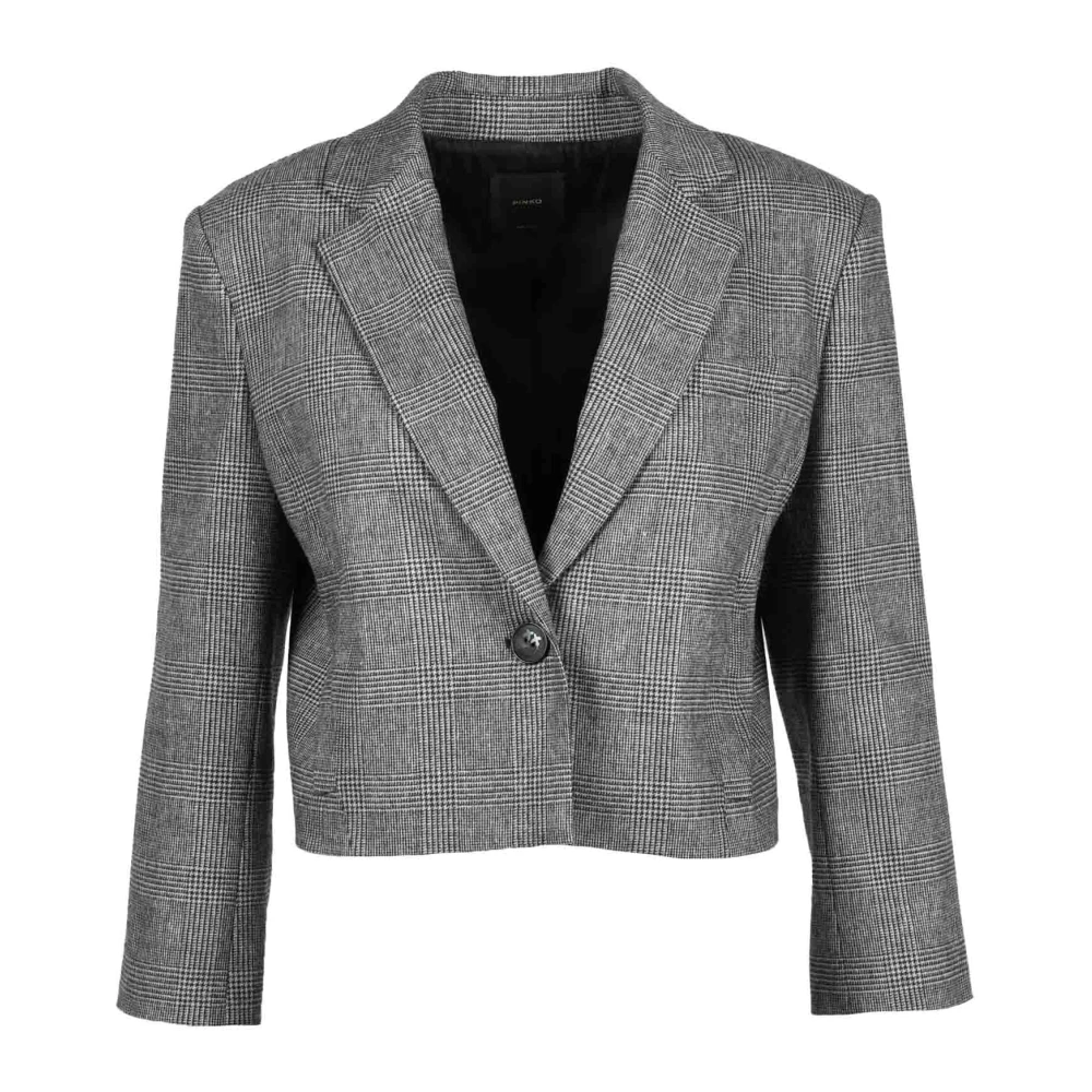 Pinko Stijlvolle Jas met Gemengde Materialen Gray Dames