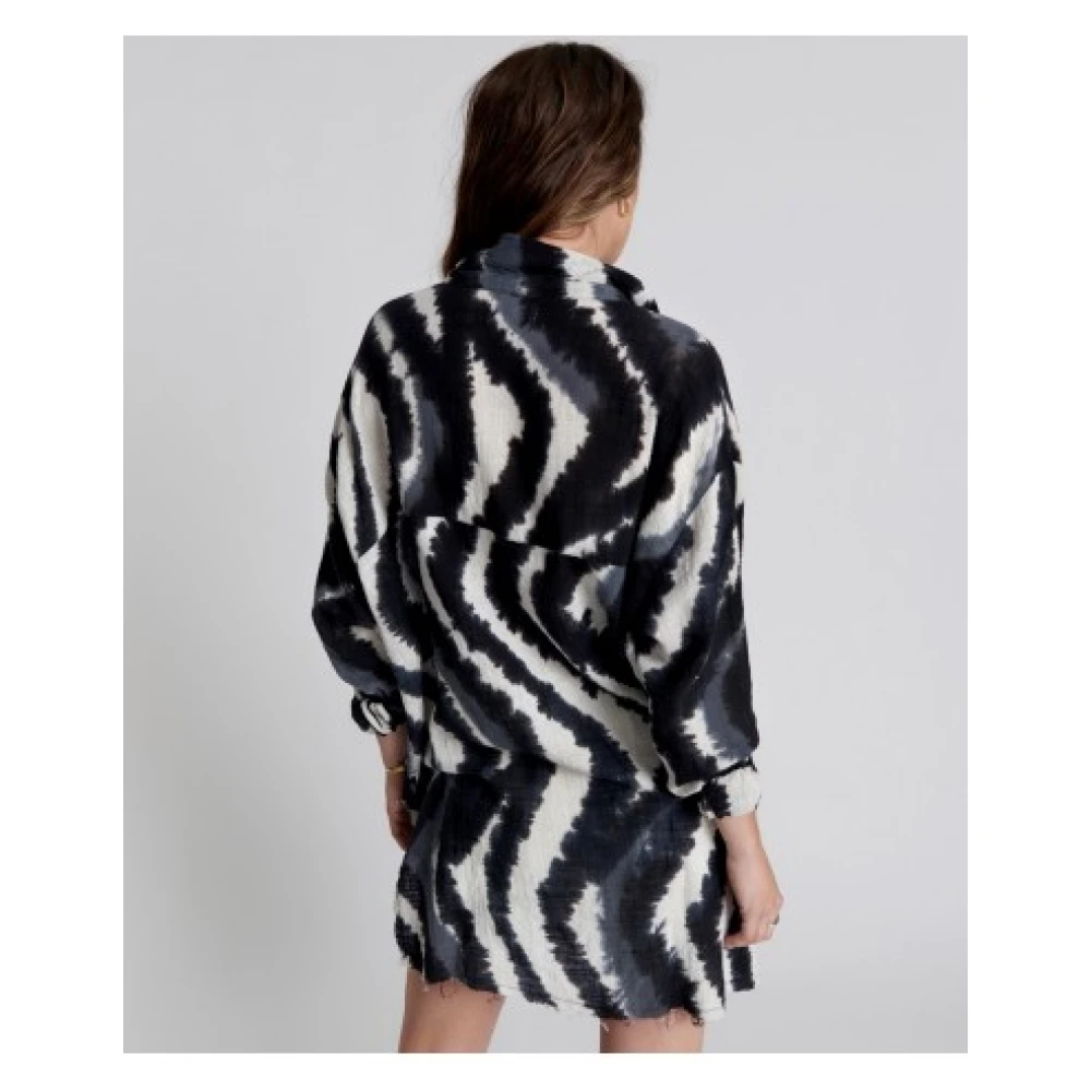 One Teaspoon Handgeschilderd Eclipse Longline Shirt Black Dames