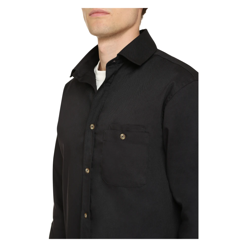 Drole de Monsieur Twill Shirt met Ronde Zoom Black Heren