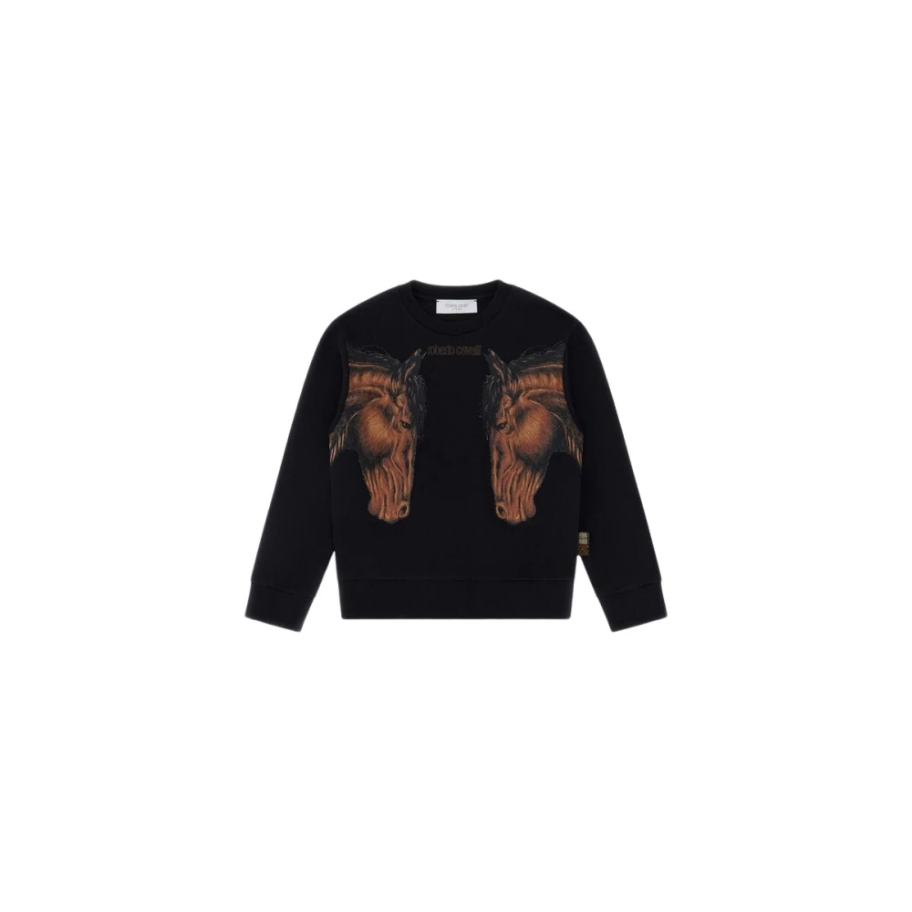Roberto Cavalli Men's Black Printed Sweatshirt Made In Italy
