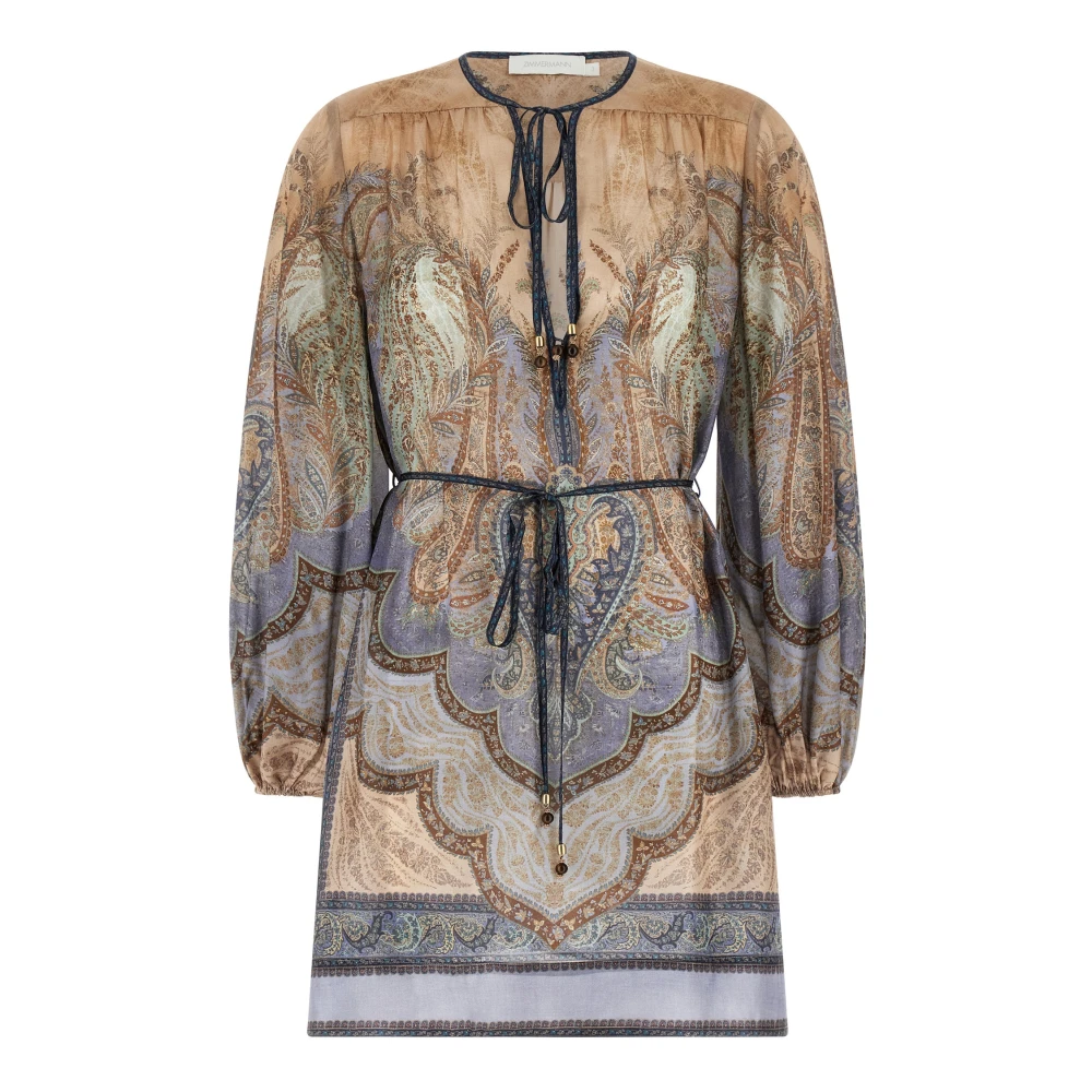 Zimmermann Women's Multicolor Short Dresses, M, Wanderlust Tunic Mini Dress