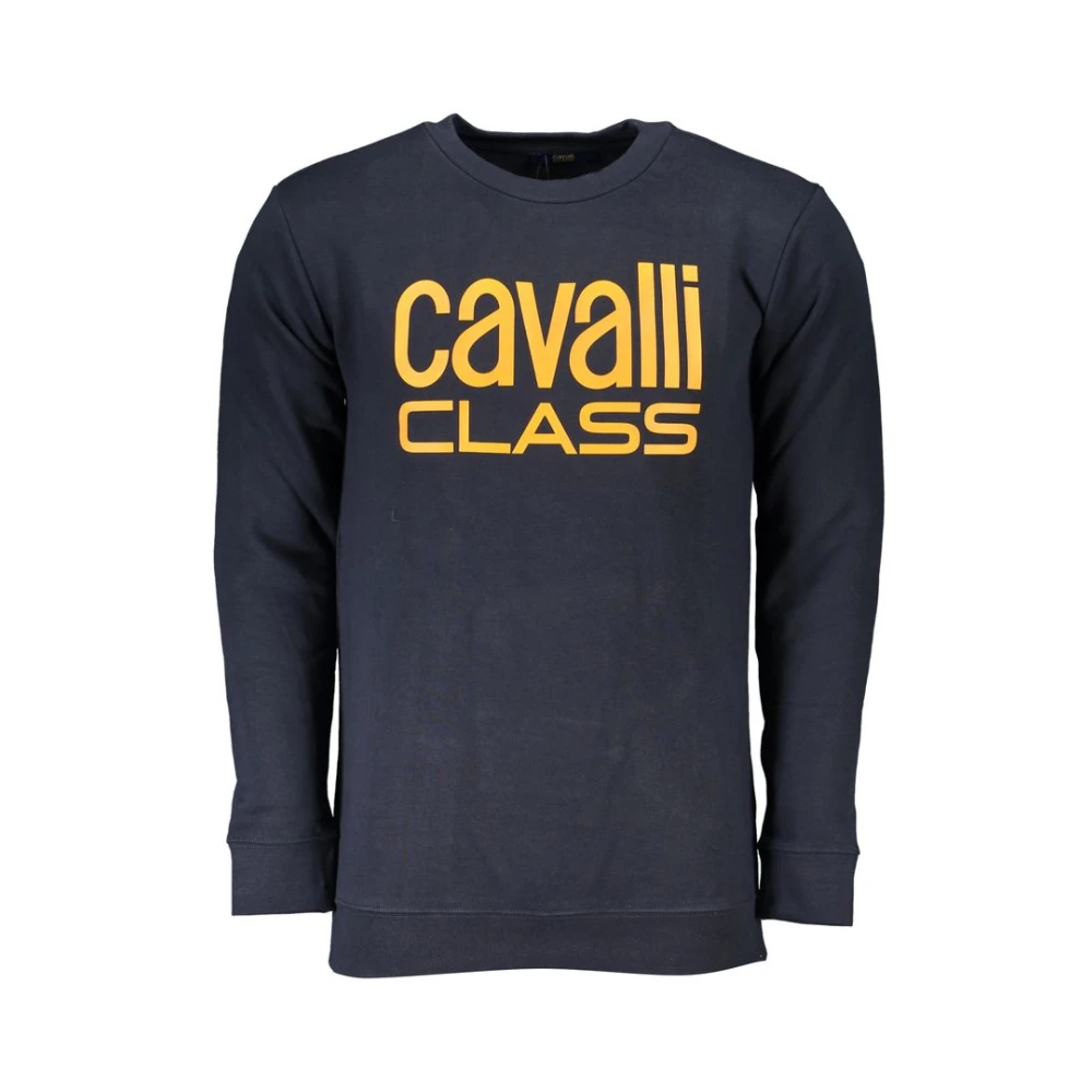 Cavalli Class Blauwe Katoenen Sweatshirt met Logo voor Mannen Blue Heren
