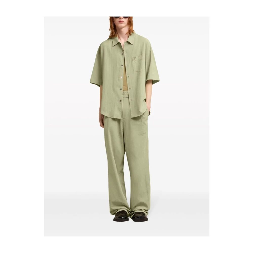 Ami Paris Short Sleeve Shirts Green Heren