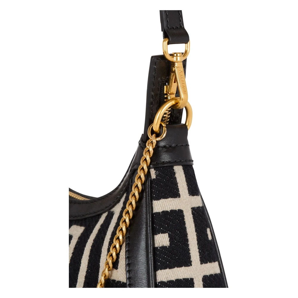Balmain Monogram Jacquard Schoudertas Black Dames